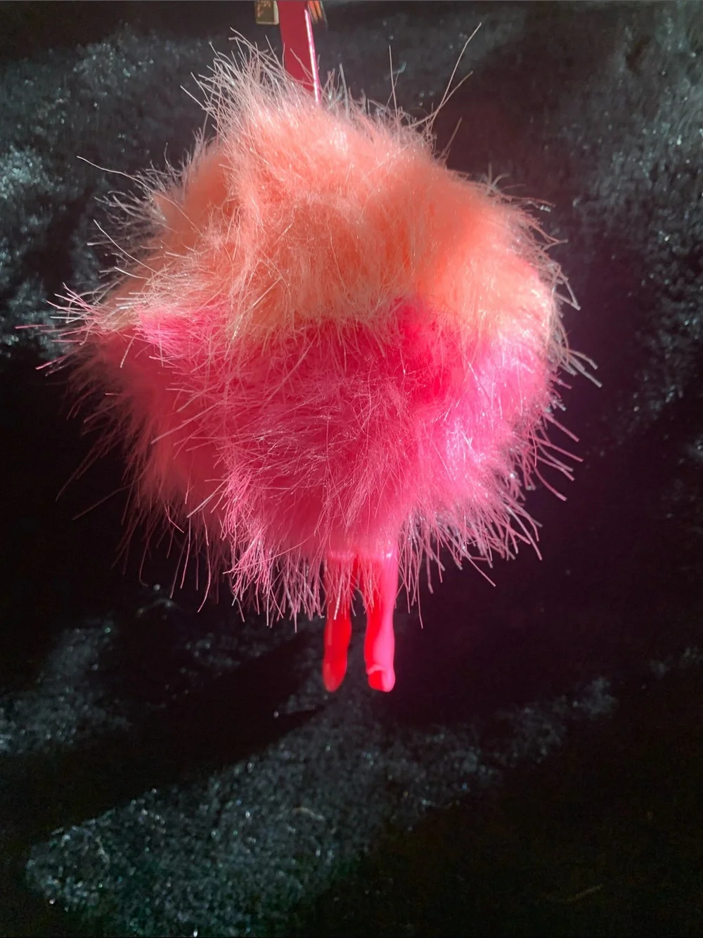Victoria's Secret Pink & Orange Heart Sunglasses Fluffy Keychain